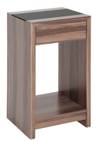 "Supra" Matching Tables in Walnut & Black Glass. Console or Nesting Pa