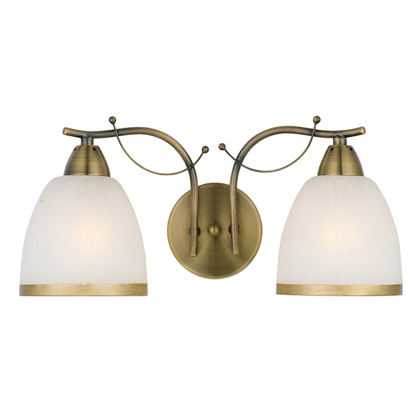 Searchlight "Brahama" 55822ab White Glass Wall Light in Antique Brass Freedom Homestore