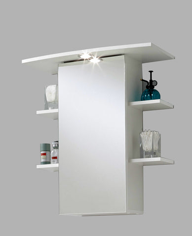 'Madrid' Bathroom Cabinet Mirror With Shaver Socket, Light and Shelves. White.