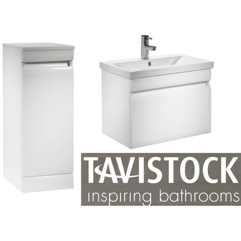 *Clearance* Tavistock 'Groove' Matching Bathroom Floor Cabinet & Wall Vanity With Sink.