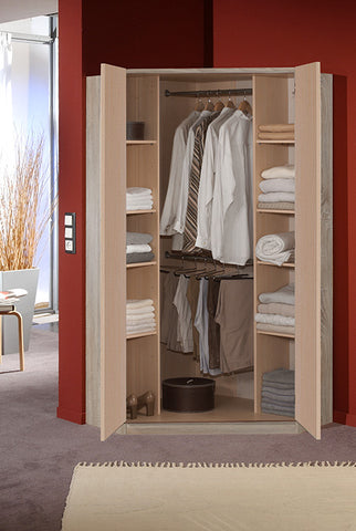Qmax Corner Wardrobes  - German Bedroom Furniture - White / Oak