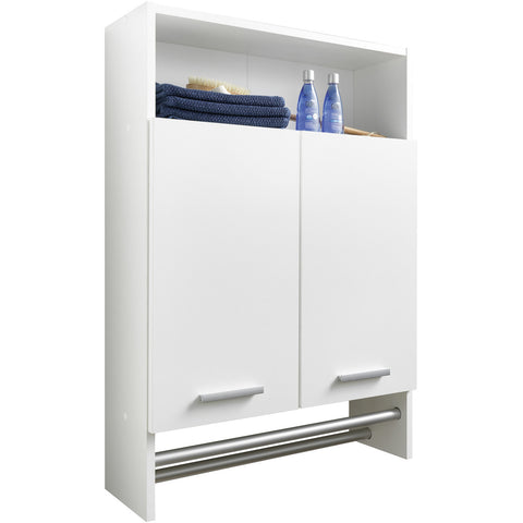"Motril" Bathroom Cabinet Cupboard With Shelf & Towel Rail. White, [product_variation] - Freedom Homestore