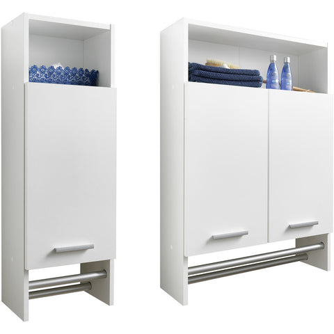 *CLEARANCE* "Motril" Bathroom Cabinet Cupboard With Shelf & Towel Rail. White