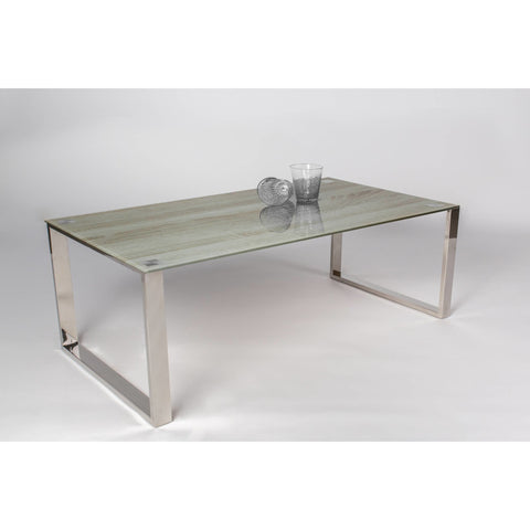 MCA "Finja" Tempered Glass Designer Coffee Table in Oak Effect Print