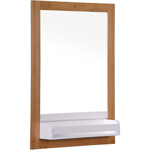 *Clearance* Bathroom Mirror in Bamboo With White Shelf. "Bambus" BF14196