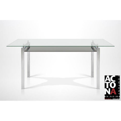 *Clearance* Actona "Calem" Designer Clear Glass & Chrome Dining Table.