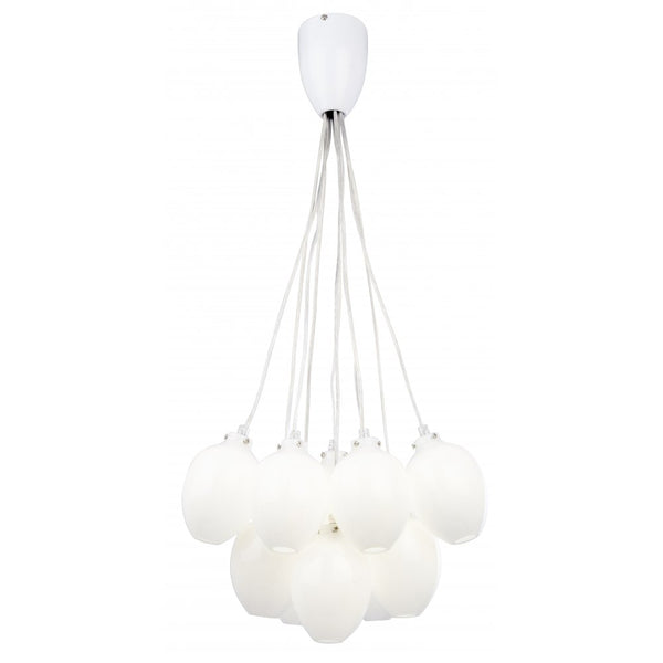 *CLEARANCE* Endon "Chant" White Glass 10Light Cluster Pendant Chandel