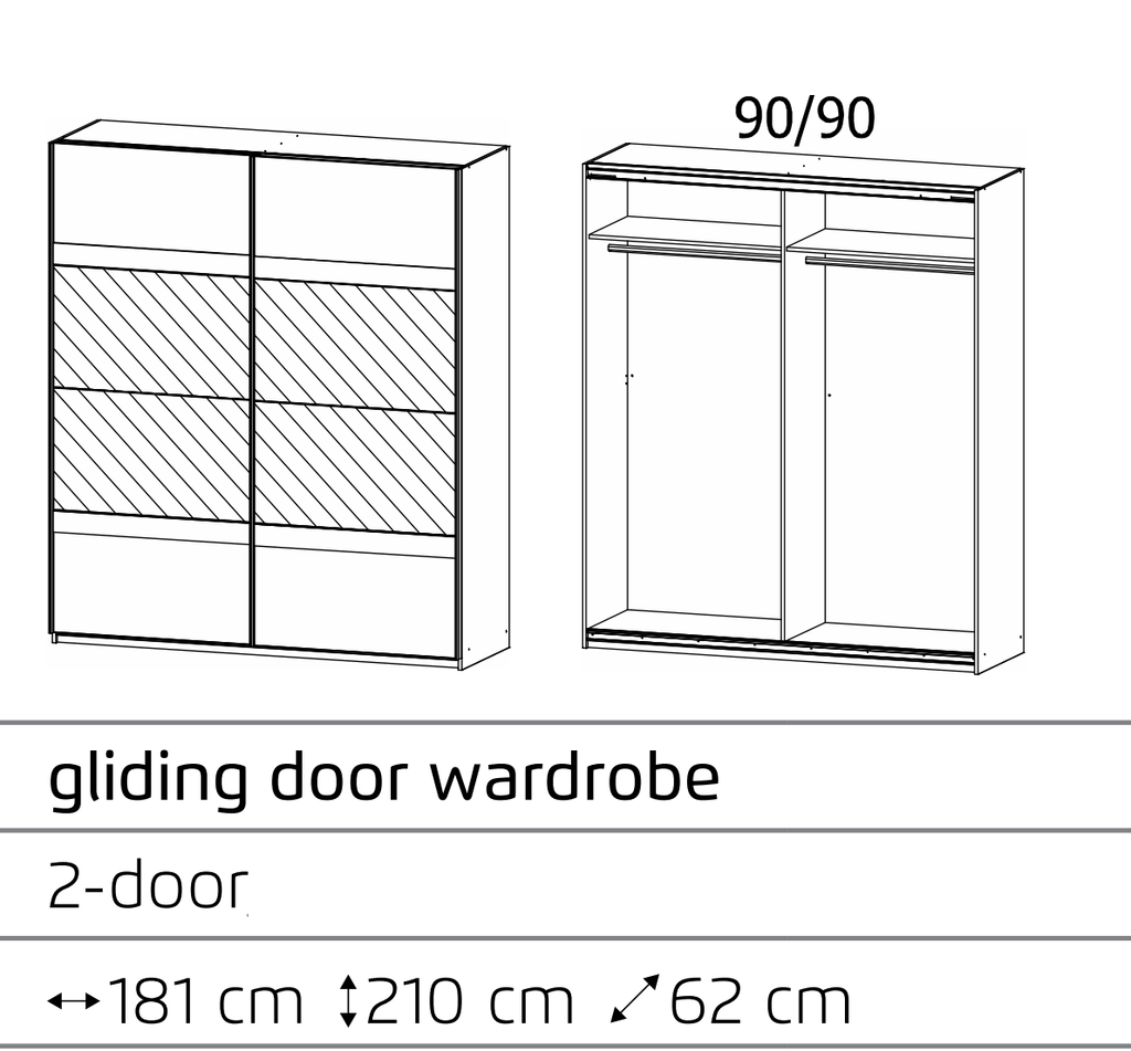 Rauch 'Penzberg' Sliding-Door Wardrobe. German Bedroom Furniture. Anthracite