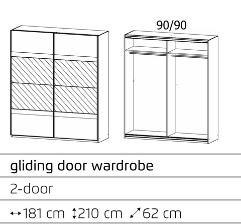 Rauch 'Penzberg' Sliding-Door Wardrobe. German Bedroom Furniture. Anthracite
