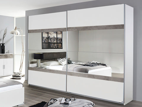 Rauch 'Penzberg' Sliding-Door Wardrobe Range. German Bedroom Furniture. White