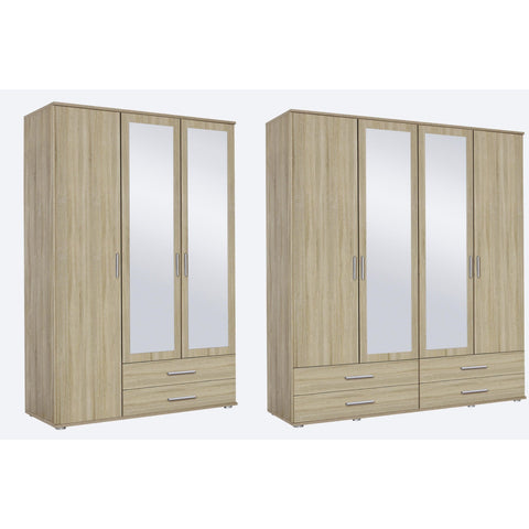 Rauch 'Rasant' 3 or 4 Door Wardrobe, Sonoma Oak. German Bedroom Furniture.