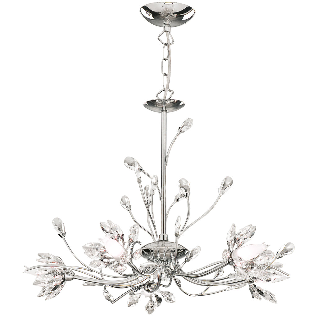 Searchlight 1885-5CC 'Hibiscus' 5 Light Chrome Fitting With Flower Glass