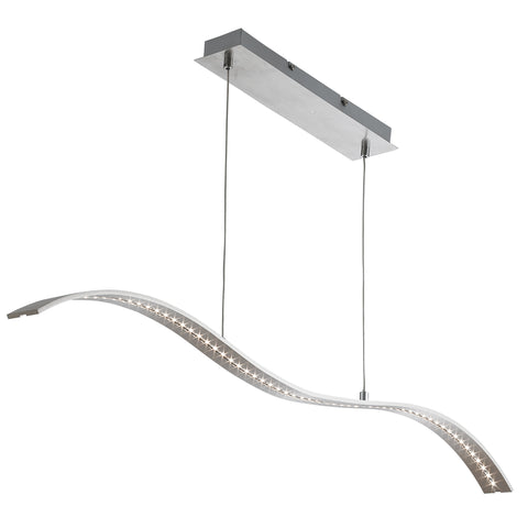 Searchlight "Wing" Wavey LED Ceiling Light Bar in Satin Silver.  2076SS