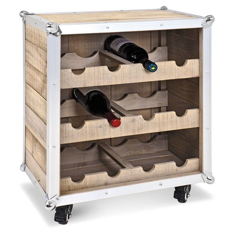 Haku Shipping Crate Wine Rack Bottle Holder Solid Wood & Alu. 28153.