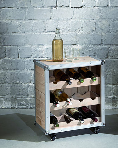 Haku Shipping Crate Wine Rack Bottle Holder Solid Wood & Alu. 28153.