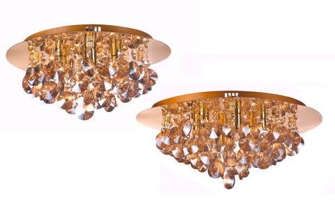 Marco Tielle "Hannah" Ceiling Chandelier. Gold Tone w Crystal Drops