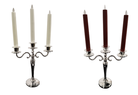 Sompex 'Flame' Real Wax LED Candles & Matching Candelabra Table Lamp Light.