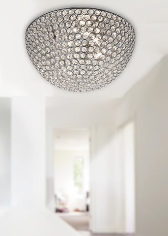 Searchlight "Chantilly" 35cm Chrome & Crystal Ceiling Pendant Light Dome. 5163-35cc