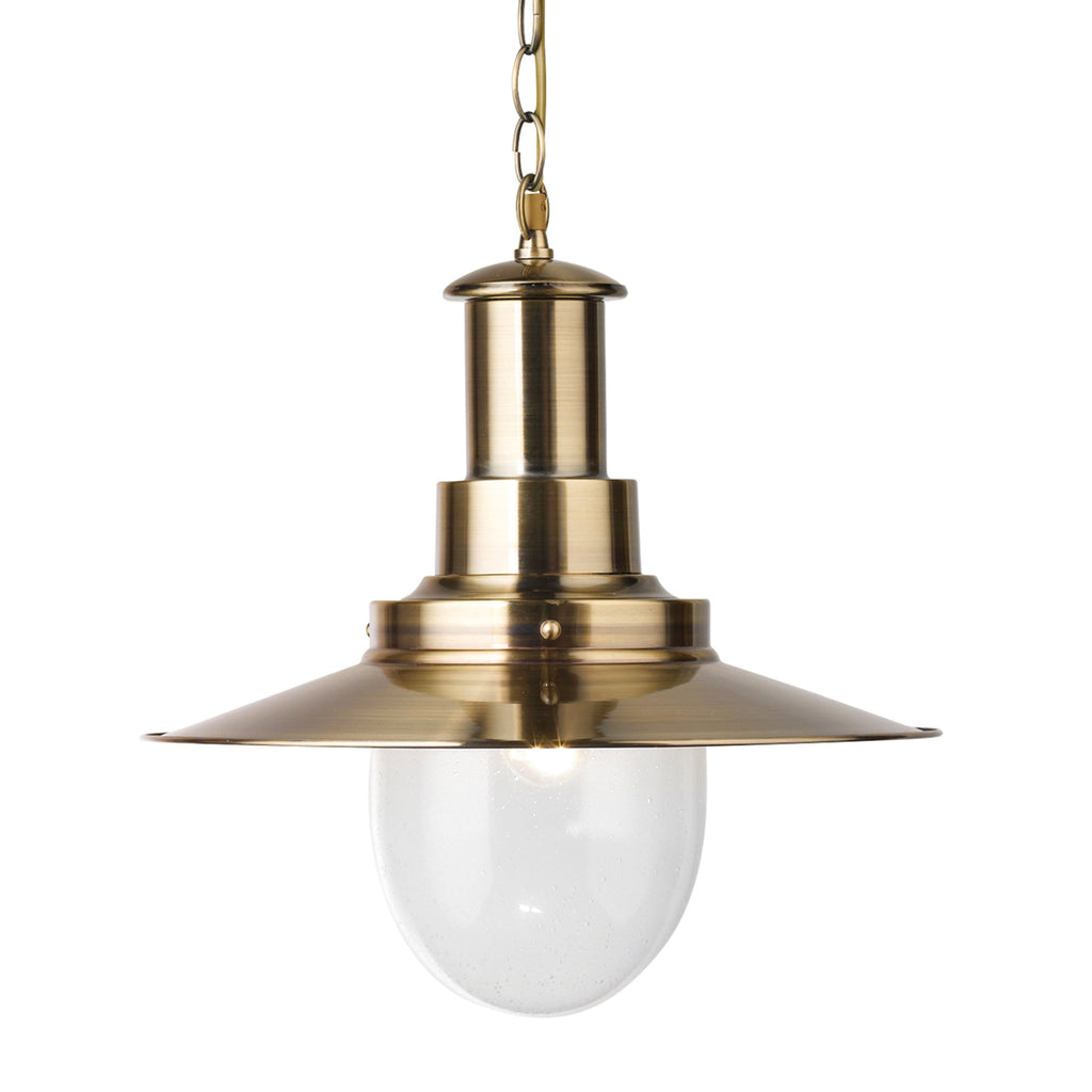 Searchlight 5301ab Large Fisherman Style Ceiling Pendant Light. Antique Brass