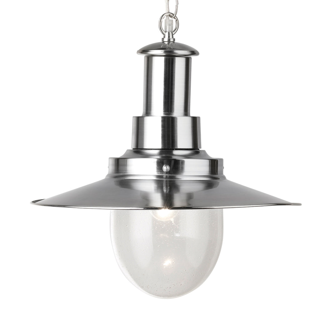 Searchlight 5301ss Large Fisherman Style Ceiling Pendant Light. Satin Silver