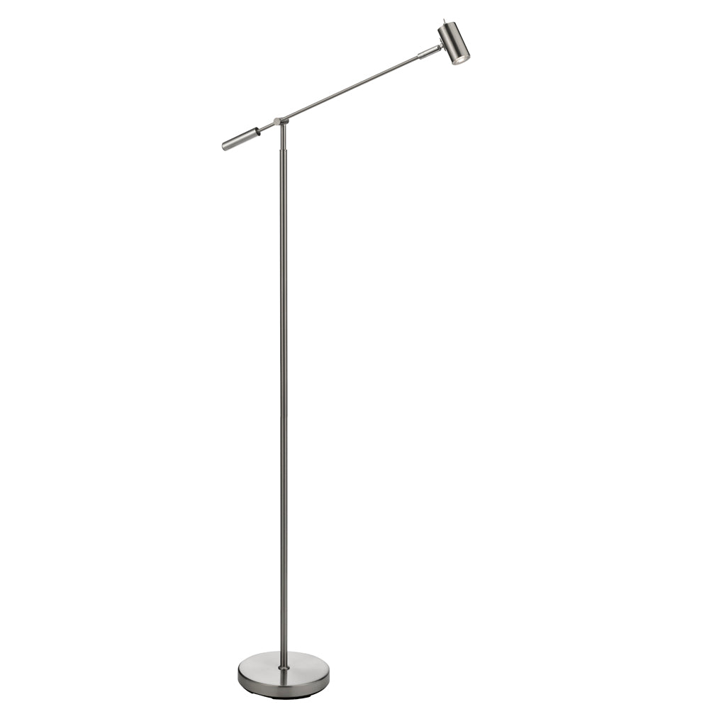 Floor-Standing Tilt Angle Lamp in Satin Silver Nickel. Searchlight 5621ss