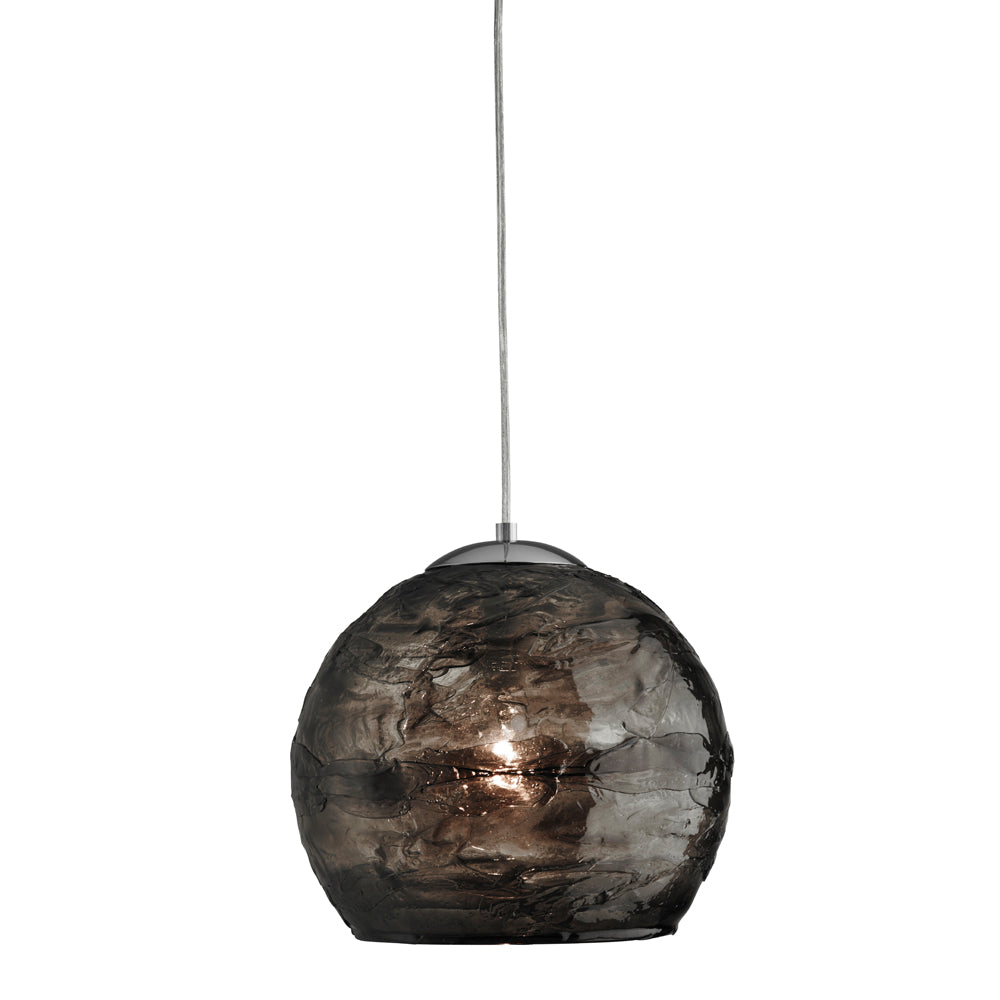 Searchlight "Crackle" Obsidian Look Pendant Light, Smoked Acrylic Shade. 6803sm