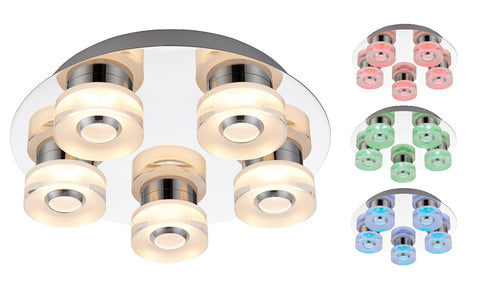Endon 'Rita' 68913. Colour Change Remote Control Ceiling Pendant Light. IP44