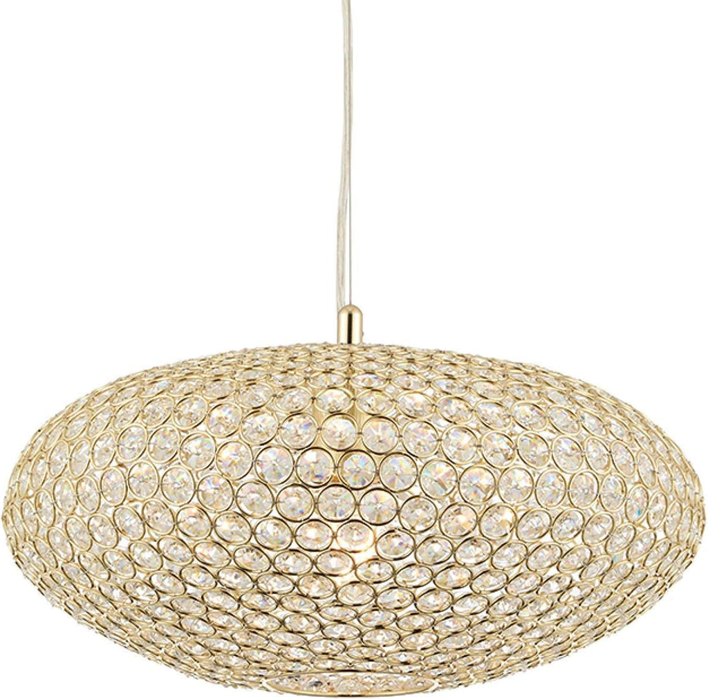Endon "Claudia" 40cm Brass & Glass Ceiling Pendant Light. 68992