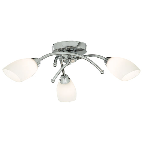 Searchlight "Opera" 8183-3CC Opal Glass & Chrome Ceiling Light Chandelier