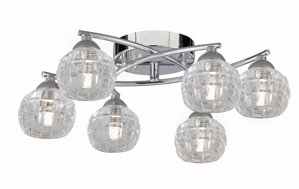 Searchlight "Sphere" 8216-6cc Ceiling Light Chandelier Chrome & Glass