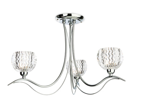 Firstlight "Blanche" 3-Light Flush Ceiling Chandelier Light 8619ch. Glass Shades
