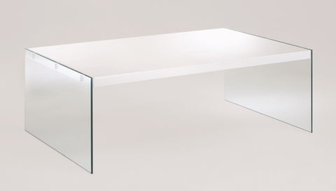 "Olymp" Tempered Glass & High Gloss Minimalist Coffee Table, 87382