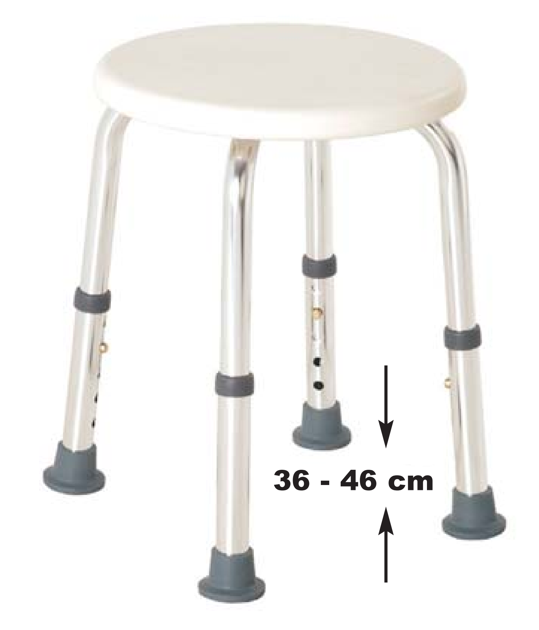 Adjustable Height Shower Stool. Plastic Aluminium