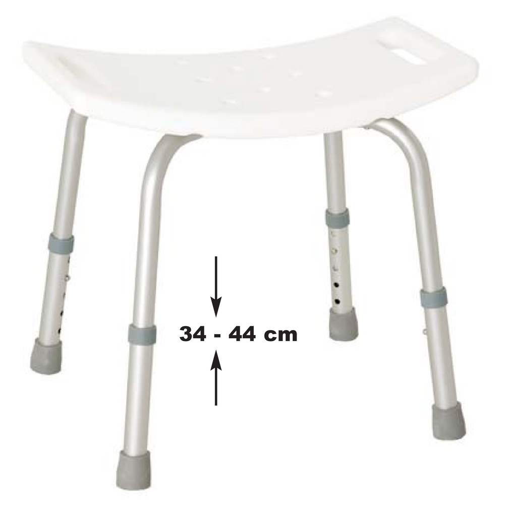 Adjustable Height Shower Stool. Plastic Aluminium. Freedom