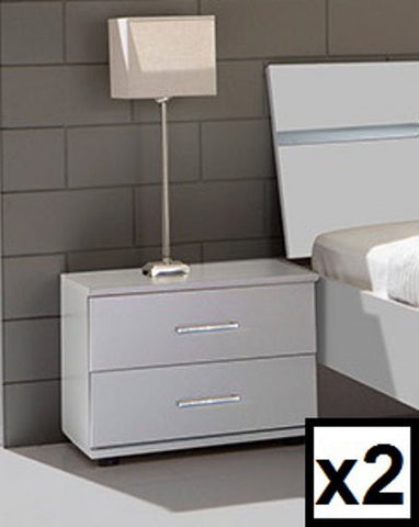 Qmax 'City' Bed & Bedsides. German Bedroom Furniture. White Finish