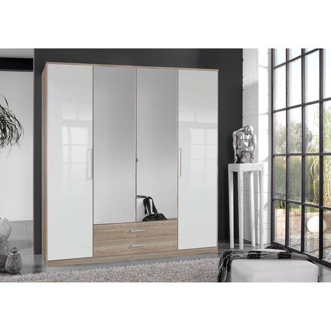 Qmax German Made Bedroom Furniture - Grande Wardrobe - White / Oak