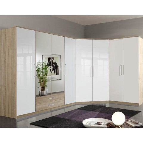 Qmax German Made Bedroom Furniture - Grande Wardrobe Range - White / Oak, [product_variation] - Freedom Homestore