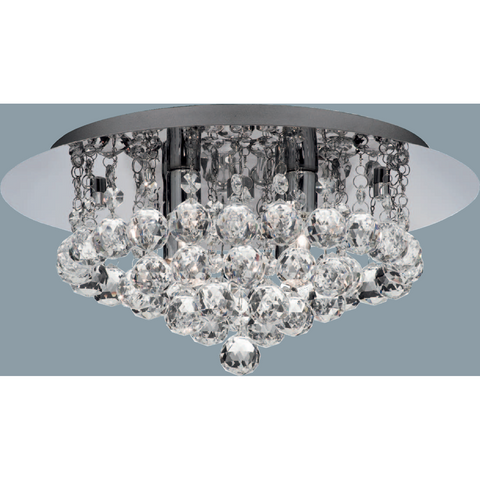Marco Tielle "Lanna" Six Light Chrome Ceiling Chandelier with Clear Droplets