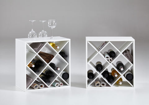 PACK OF 2 Wine Storage Bottle Rack / Display Shelving Units. White. Kiri.