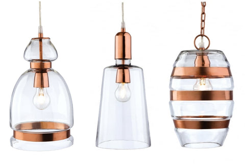 Firstlight "Craft" Glass & Copper Jar Lantern Ceiling Pendant Lights