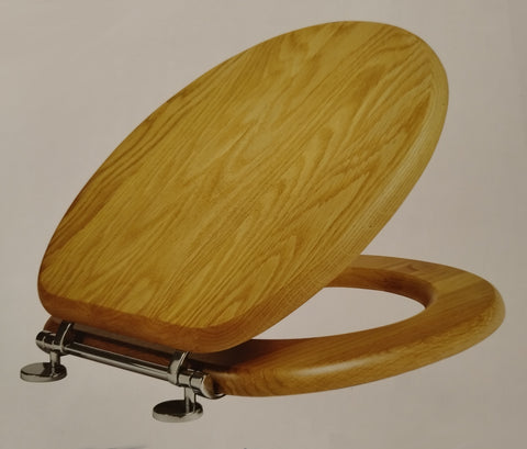 Solid Oak Toilet Seat. Bottom Fix, Adjustable, Easy Clean.