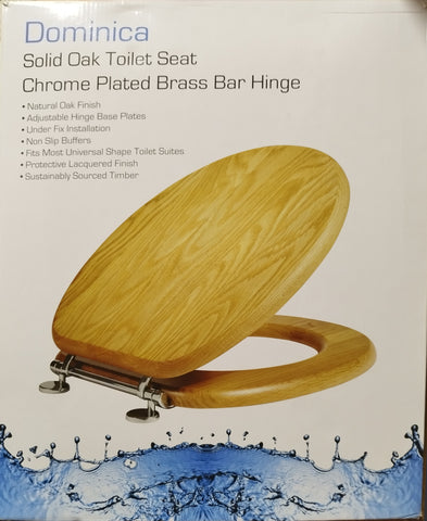 Solid Oak Toilet Seat. Bottom Fix, Adjustable, Easy Clean.