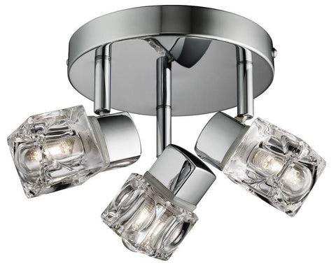 Searchlight Bathroom Spot Light. Chrome, Ice Cube Shades. 1003-3CC. IP44.