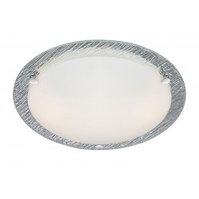 Searchlight Flush 2 Bulb Ceiling Light in Polished Chrome Frosted Glass 6532-32