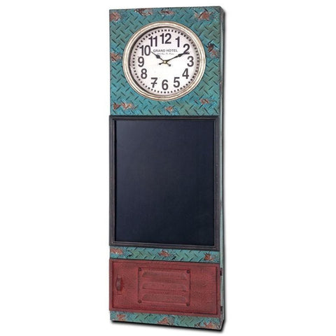Antique Effect Weathered Wall Clock With Chalk Board. 'Rustic Range' Shabby Chic
