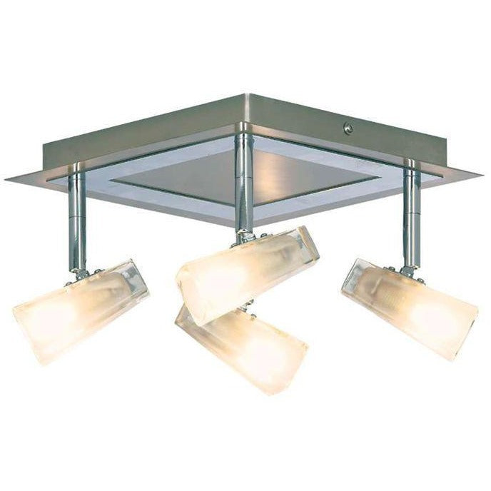Searchlight Mondes Ceiling Spotlight Satin Silver Polished Chrome & Glass, [product_variation] - Freedom Homestore