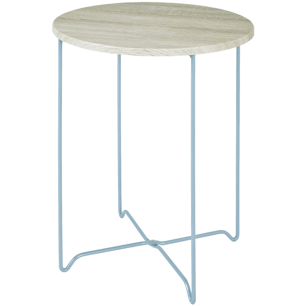 Round Side Table, Solid Oak Top on Aluminium Tone Wire Legs, [product_variation] - Freedom Homestore