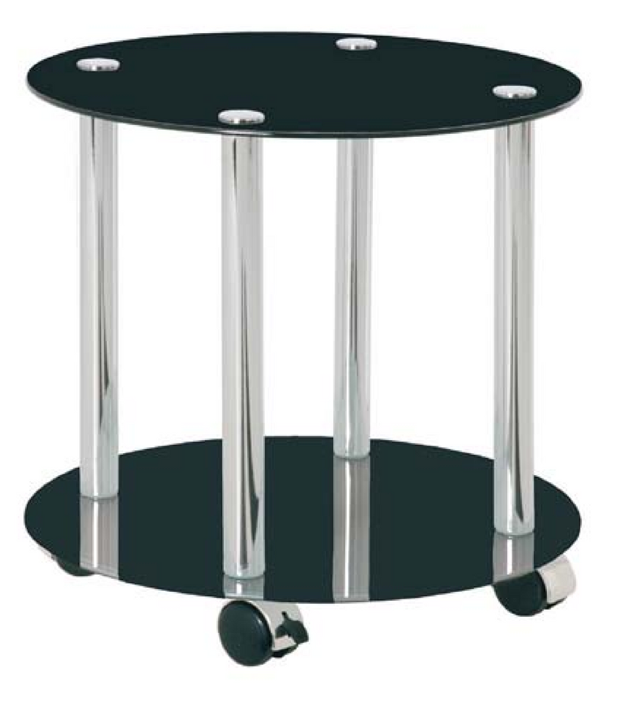 *Clearance* Round 2-Tier Black Glass Side Table. 33524