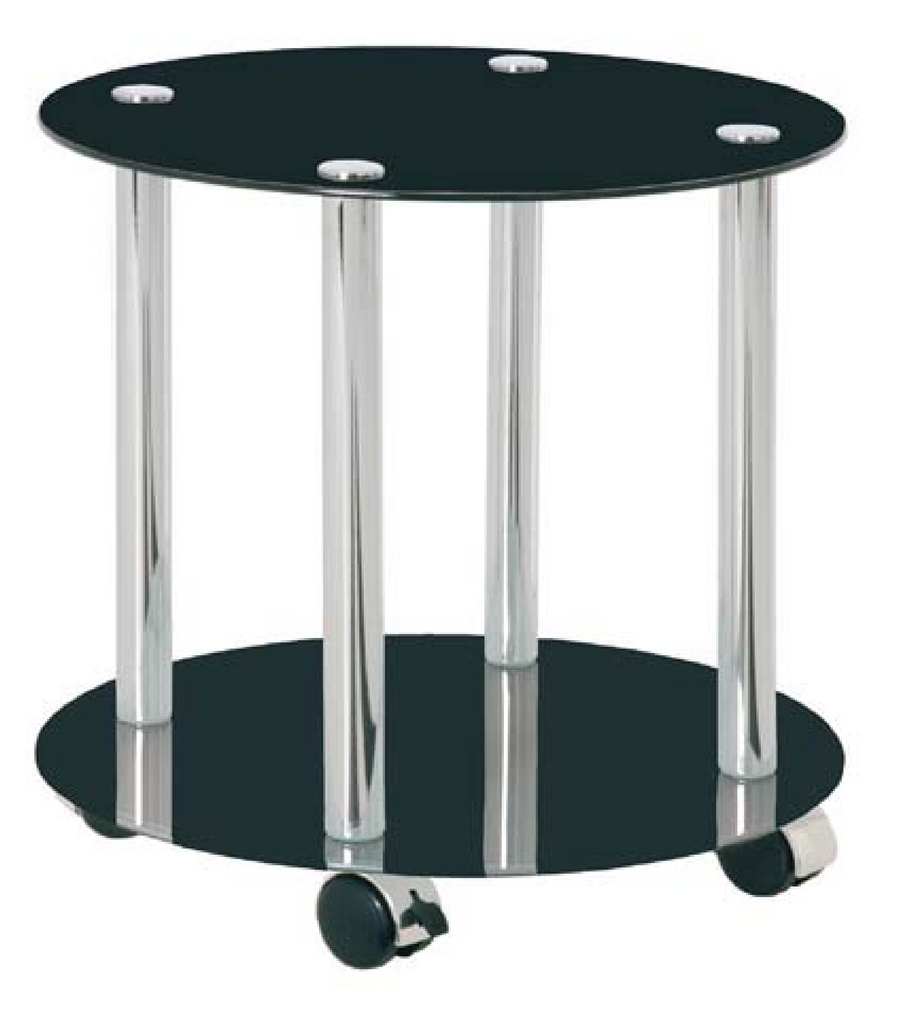 Clearance Round 2 Tier Black Glass Side Table. 33524