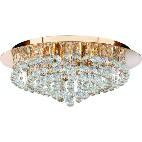 Searchlight 3408-8GO Hanna 8  Light Gold Round Flush Clear Crystal Balls Light.